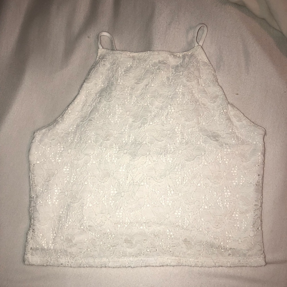 White lace crop top